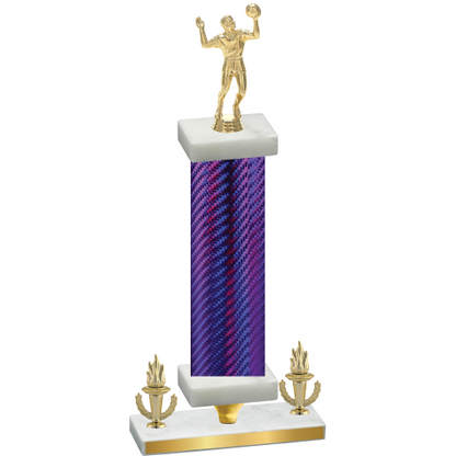 Premium Single Purple Carbon Fiber Victory Volleyball Trophy