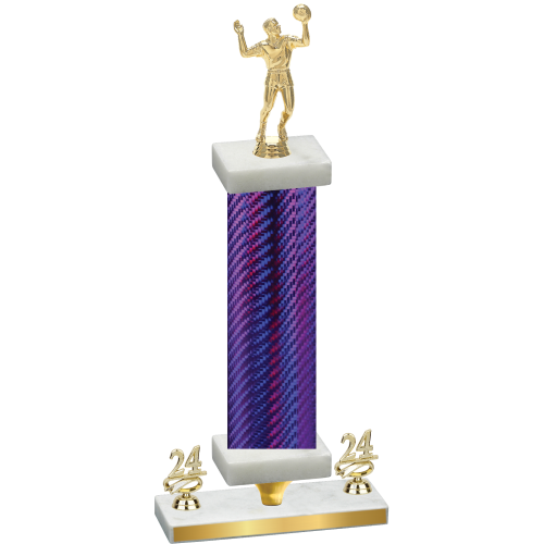 Premium Single Purple Carbon Fiber Year Volleyball Trophy