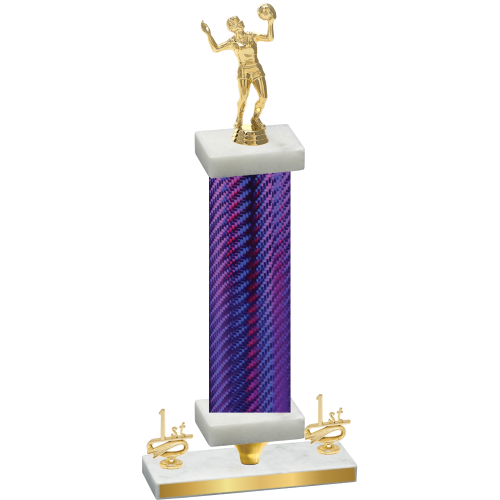 Premium Single Purple Carbon Fiber First Place Volleyball Trophy