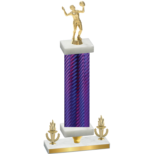 Premium Single Purple Carbon Fiber Victory Volleyball Trophy