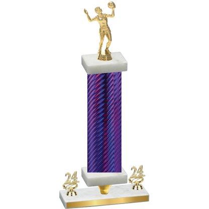 Premium Single Purple Carbon Fiber Year Volleyball Trophy