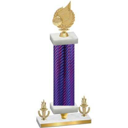 Premium Single Purple Carbon Fiber Victory Volleyball Trophy