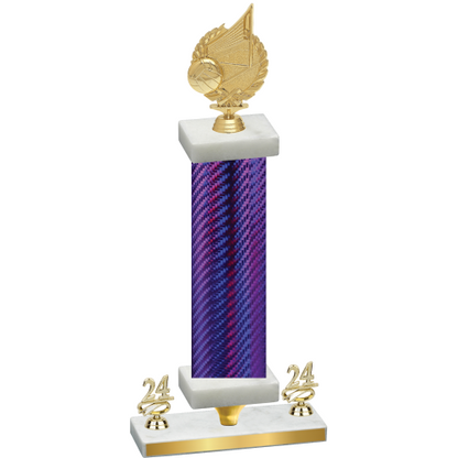 Premium Single Purple Carbon Fiber Year Volleyball Trophy