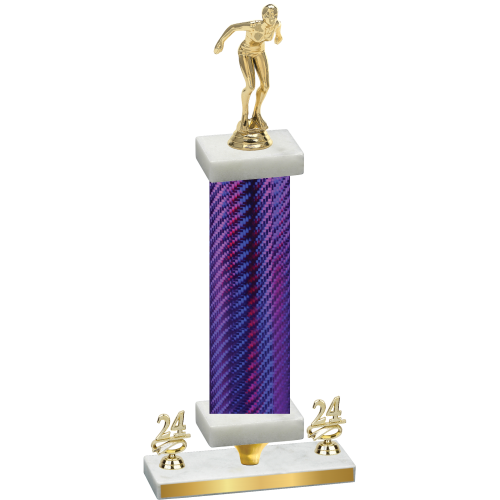 Premium Single Purple Carbon Fiber Year Tennis Trophy