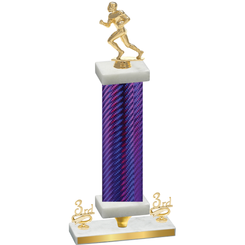 Premium Single Purple Carbon Fiber Third Place Football Trophy