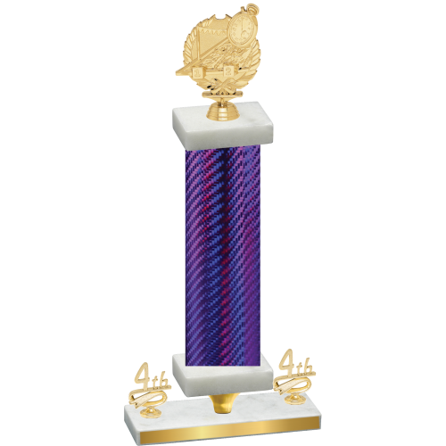 Premium Single Purple Carbon Fiber Fourth Place Swimming Trophy