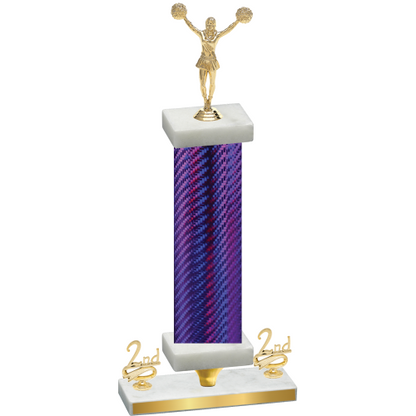 Premium Single Purple Carbon Fiber Second Place Cheerleading Trophy