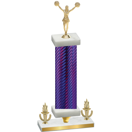 Premium Single Purple Carbon Fiber Victory Cheerleading Trophy