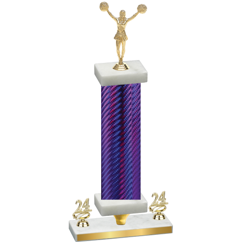 Premium Single Purple Carbon Fiber Year Cheerleading Trophy