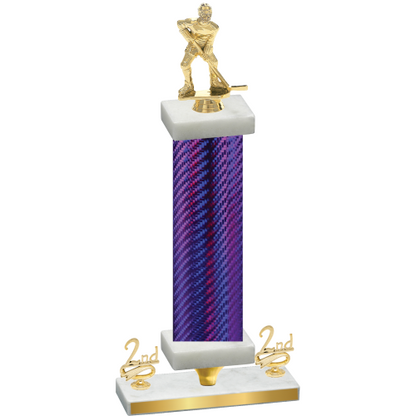 Premium Single Purple Carbon Fiber Second Place Hockey Trophy