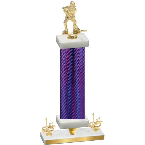 Premium Single Purple Carbon Fiber First Place Hockey Trophy