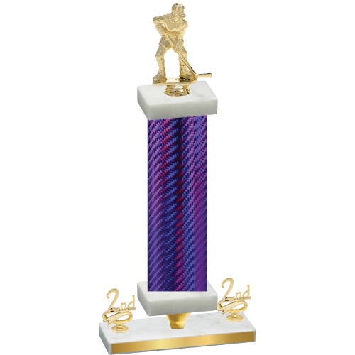 Premium Single Purple Carbon Fiber Second Place Hockey Trophy