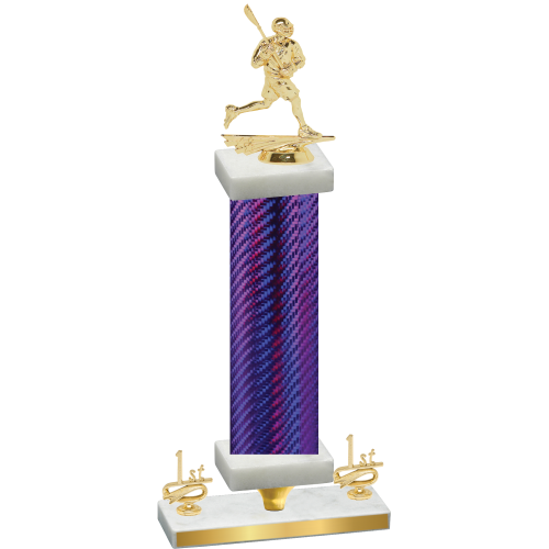 Premium Single Purple Carbon Fiber First Place Lacrosse Trophy