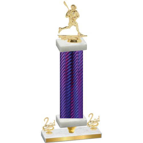 Premium Single Purple Carbon Fiber Second Place Lacrosse Trophy