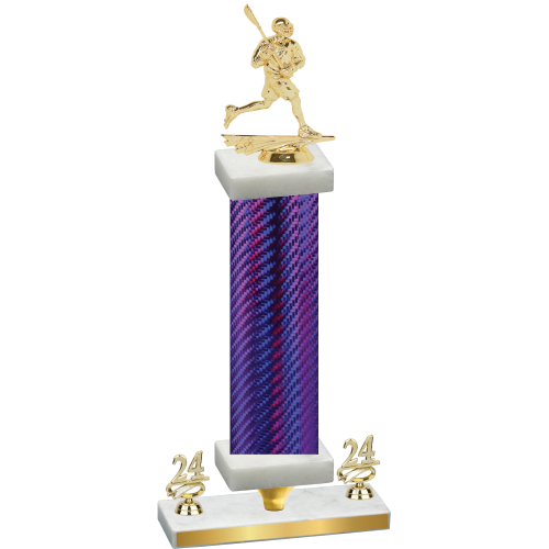 Premium Single Purple Carbon Fiber Year Lacrosse Trophy