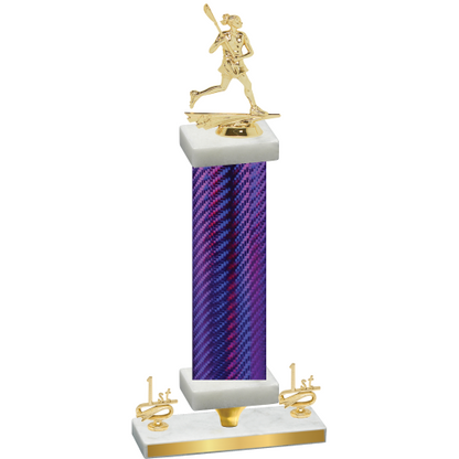 Premium Single Purple Carbon Fiber First Place Lacrosse Trophy