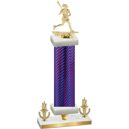 Premium Single Purple Carbon Fiber Victory Lacrosse Trophy