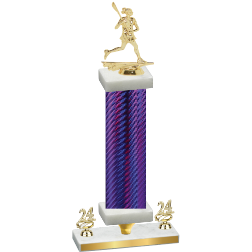 Premium Single Purple Carbon Fiber Year Lacrosse Trophy