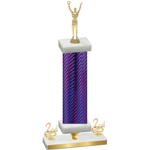 Premium Single Purple Carbon Fiber Second Place Victory Trophy