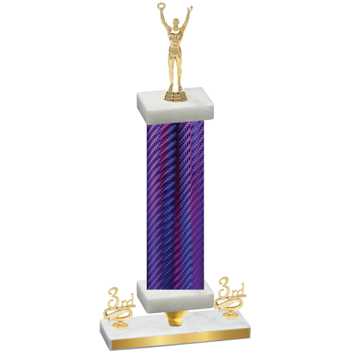 Premium Single Purple Carbon Fiber Third Place Victory Trophy