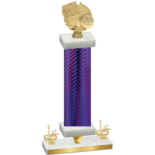 Premium Single Purple Carbon Fiber First Place Basketball Trophy