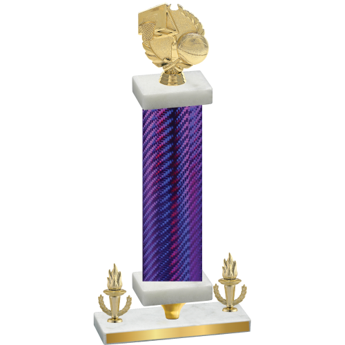 Premium Single Purple Carbon Fiber Victory Basketball Trophy