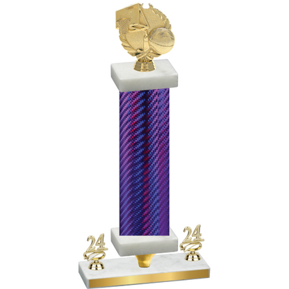 Premium Single Purple Carbon Fiber Year Basketball Trophy