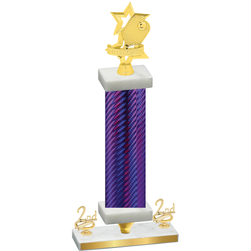 Premium Single Purple Carbon Fiber Second Place Pickleball Trophy