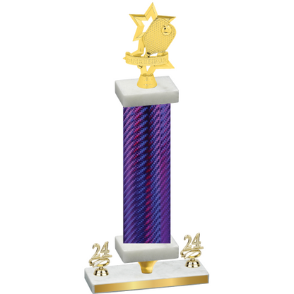 Premium Single Purple Carbon Fiber Year Pickleball Trophy