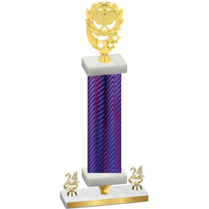 Premium Single Purple Carbon Fiber Year Pickleball Trophy