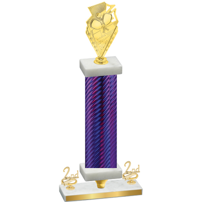 Premium Single Purple Carbon Fiber Second Place Pickleball Trophy