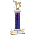 Premium Single Purple Carbon Fiber Third Place Horses Trophy