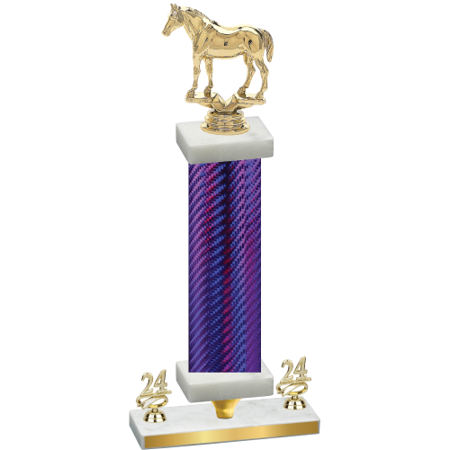 Premium Single Purple Carbon Fiber Year Horses Trophy