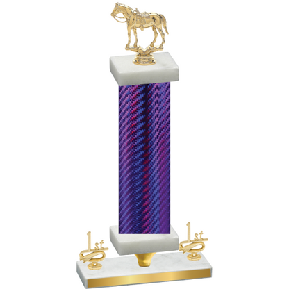 Premium Single Purple Carbon Fiber First Place Horses Trophy