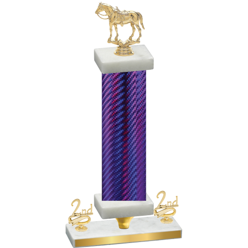 Premium Single Purple Carbon Fiber Second Place Horses Trophy