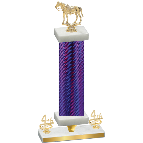 Premium Single Purple Carbon Fiber Fourth Place Horses Trophy