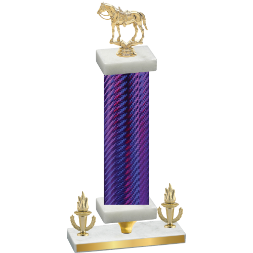 Premium Single Purple Carbon Fiber Victory Horses Trophy