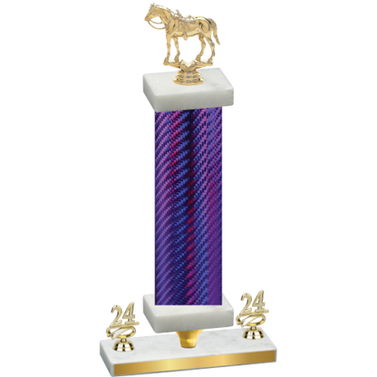 Premium Single Purple Carbon Fiber Year Horses Trophy