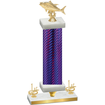 Premium Single Purple Carbon Fiber First Place Fishing Trophy