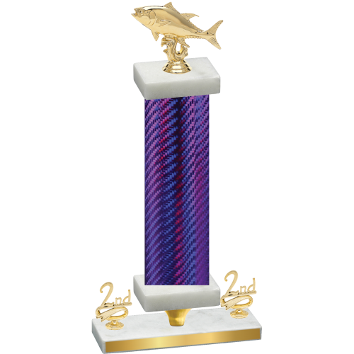 Premium Single Purple Carbon Fiber Second Place Fishing Trophy