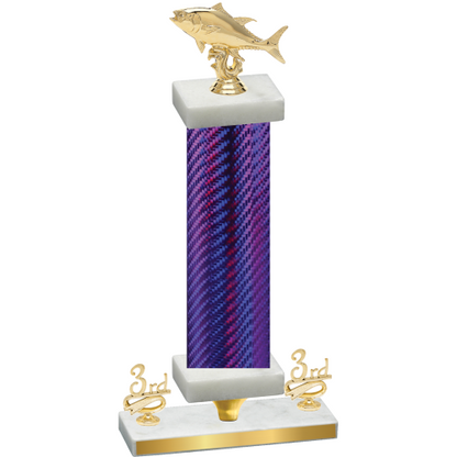 Premium Single Purple Carbon Fiber Third Place Fishing Trophy