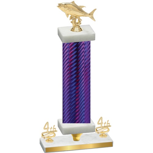 Premium Single Purple Carbon Fiber Fourth Place Fishing Trophy