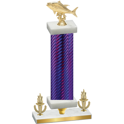 Premium Single Purple Carbon Fiber Victory Fishing Trophy