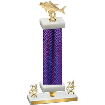 Premium Single Purple Carbon Fiber Year Fishing Trophy