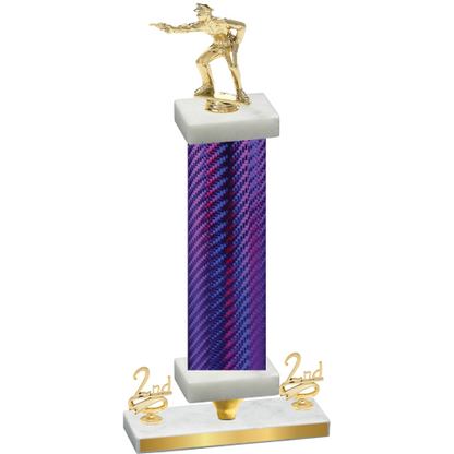 Premium Single Purple Carbon Fiber Second Place Shooter Trophy