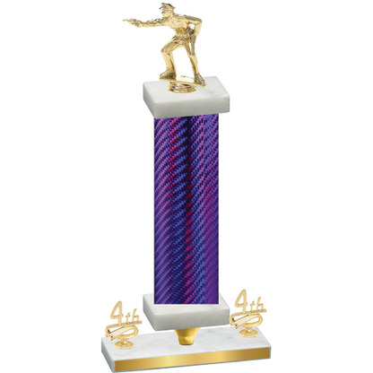 Premium Single Purple Carbon Fiber Fourth Place Shooter Trophy