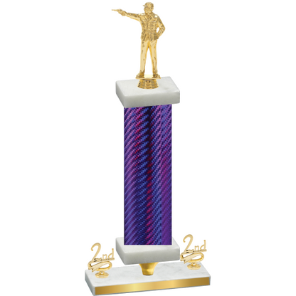 Premium Single Purple Carbon Fiber Second Place Shooter Trophy