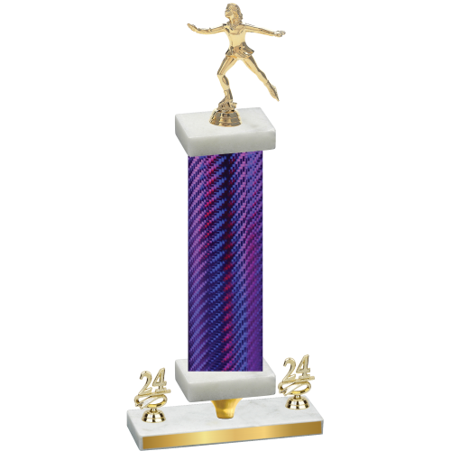 Premium Single Purple Carbon Fiber Year Skater Trophy