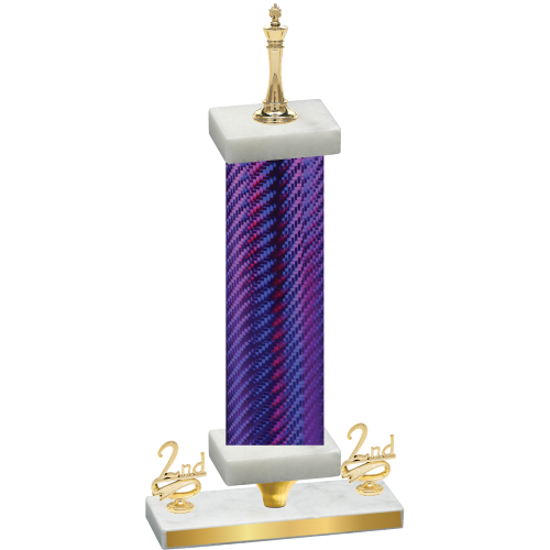 Premium Single Purple Carbon Fiber Second Place Chess Trophy