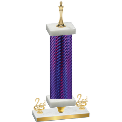 Premium Single Purple Carbon Fiber Second Place Chess Trophy